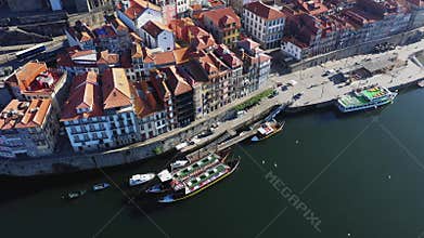 Aerial view of Porto riverside, Portugal