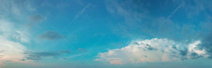 Panorama of the daytime sky with clouds