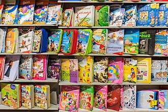 Children Books On Library Shelf