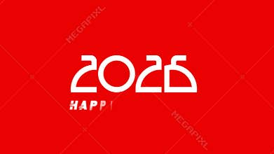 Happy New Year 2026 Animation on Red Background with Golden Sparkles