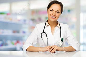 Doctor woman in drug store