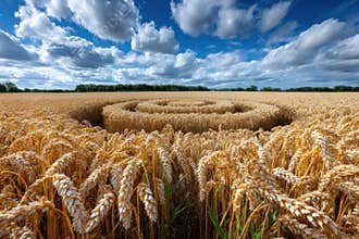 Intricate Crop Circle in a Golden Wheat Field