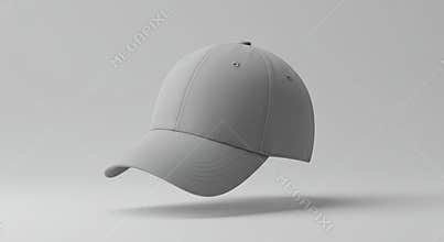 Blank Grey Baseball Cap Mockup on Plain Background