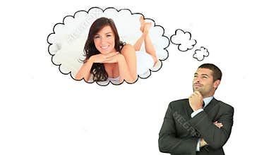 Businessman thinking about his girlfriend