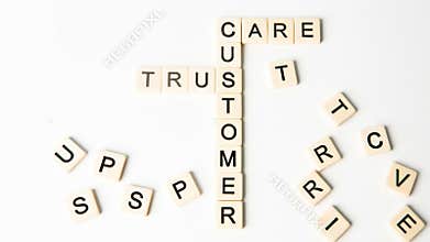 Customer relations buzz words formed into crossword shape