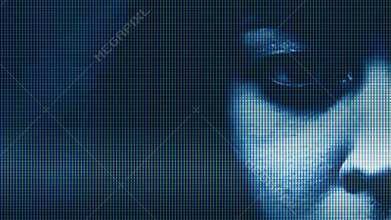 Close-up shot of female eye with TV effect