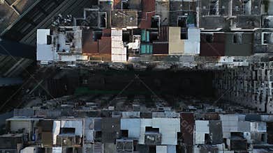 Drone Top View of Urban Slums and Overcrowded Housing