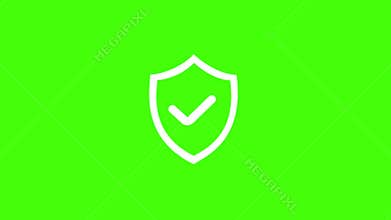 Glitch security shield with check mark icon,