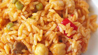 Delicious rice dish with vegetables and chickpeas prepared