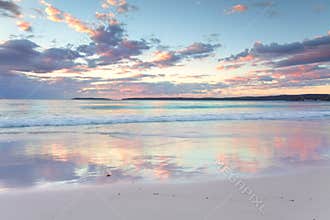 Pretty pastel dawn sunrise at Hyams Beach NSW Australia