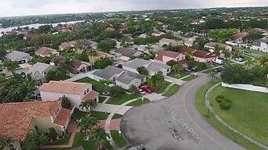 Suburban homes in Florida aerial view