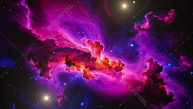 Colorful Nebula Clouds in Deep Dark Space ultra HD