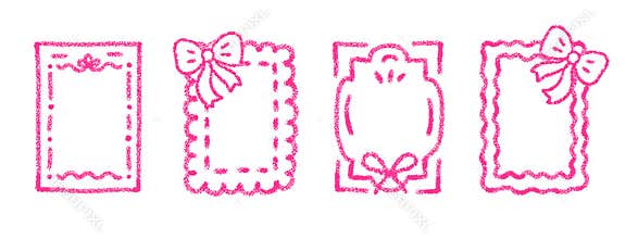 Crayon coquette frames with doodle ribbon and bow