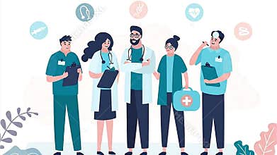 Medical Team Animation Healthcare Professionals and Icons