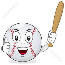 Baseball Thumbs Up Character with Bat
