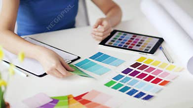 Woman with color samples for selection