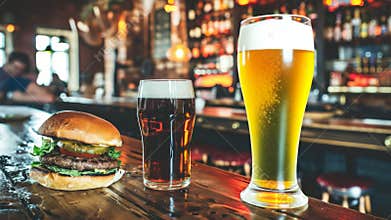 Beverages and Food on the Bar Counter