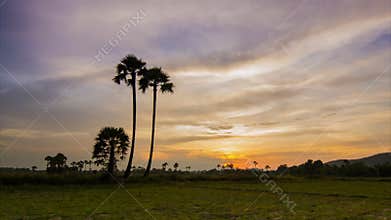 Beautiful time lapse sunset in countryside
