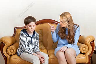 Mother scolds son
