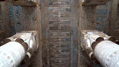 Discover Ancient Dendera Temple Ceiling Paintings with Rotating Camera View
