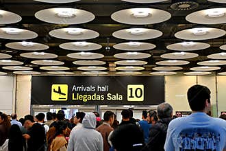 Barajas Airport, Madrid, Spain Arrivals and greeters waiting