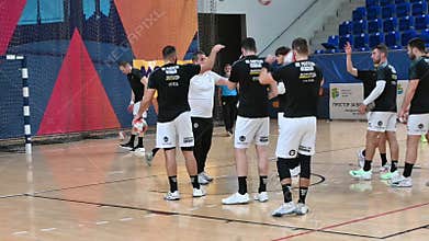 Warming up of the handball players of RK Partizan Belgrade