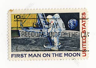 First man on the moon stamp