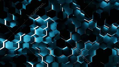 Abstract blue hexagonal pattern with glowing edges creates a modern and futuristic design