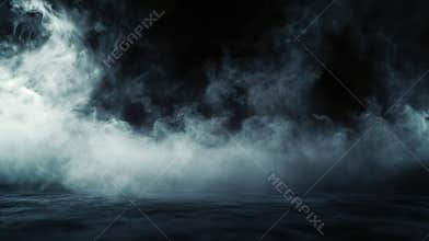 Heavy Fog Lingers Over a Dark Stage at Night