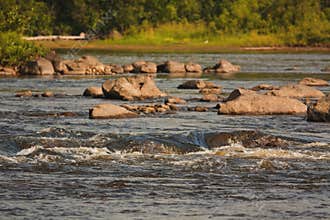 Water flowing through the rocks in the Lièvre River at Mont-Laurier