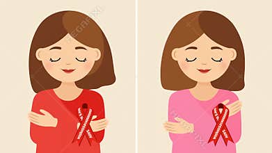 World aids day awareness animation showing women with red ribbons