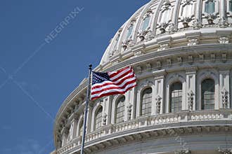 US Capitol and american flag
