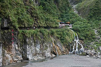 Taroko National Park in Hualien County, Taiwan Evergreen Falls and Changchun Temple