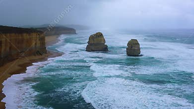 View of the Twelve Rocks or Twelve Apostles in Port Campbell National Park, Melburne.