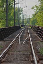 Graphic photograph of a railway line,