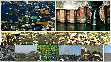 Pollution of the environment-split screen