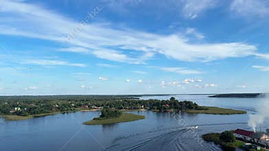 Nilo-Stolobenskaya desert on Lake Siliger drone shooting