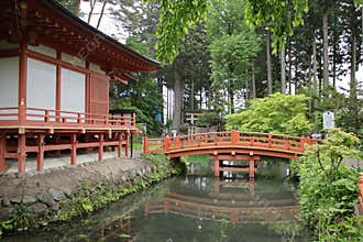 pavilion in a religious complex (buddhist ?) in hiraizumi - japan