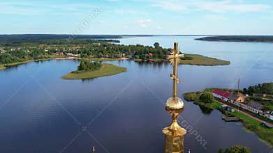 Nilo-Stolobenskaya desert on Lake Siliger drone shooting