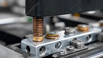 Medium view of a durable bimetallic strip installed in industrial equipment emphasizing longlasting performance and
