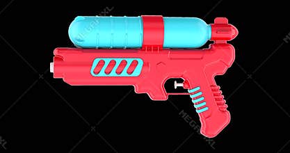 Toy water gun rotation animation seamlessly loopable. 3D rendering isolated on transparent background