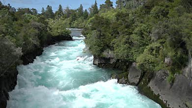 Turquoise river rapids at Huka Falls New Zealand