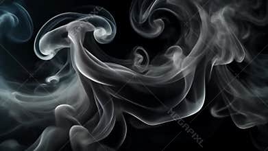 Ultra-Black Swirling Smoke Loop with Crisp White Highlights
