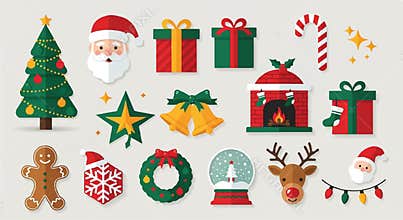 Flat Design Christmas Holiday Elements Collection