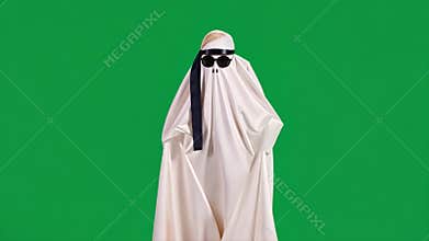 Spooky Cool Ghost in Sunglasses on Green Screen