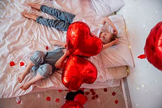 Children celebrating love and family on Valentines Day