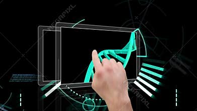 Hand scrolling through medical interface