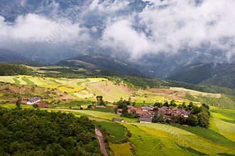 The village in sunshine and cloud