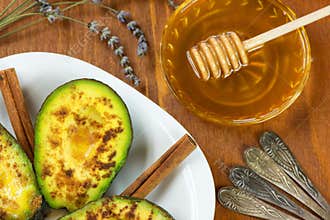 Avocado with cinnamon and honey