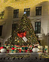 Hotel D\'Angleterre during winter night, Copenhagen, Denmark